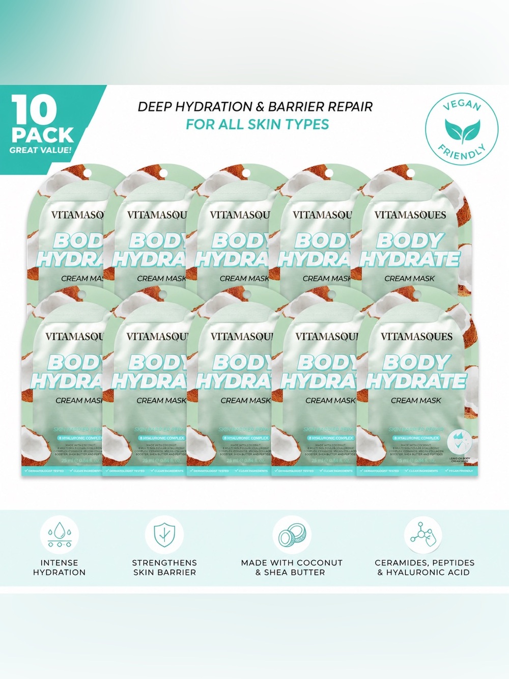 10 Vitamasques Body Hydrate Cream Masks